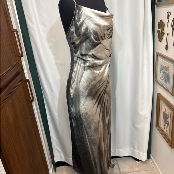 Dolls Kill Widow Wet Look Statue Dress - Bias Cut With Cowl - Picture 2 of 8